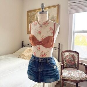 Y2K vintage rust satin bra top size 34b